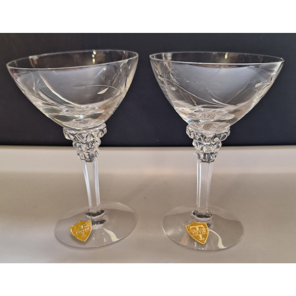 Vintage Tiffin-Franciscan 4.75" Cocktail Glasses ROSE MARIE -Set of 2